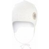 LITTLE ANGEL Čiapka podšitá zaväzovacia Outlast® 2 | 39-41 cm krémová farebné bodky/biela káva