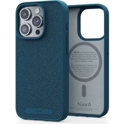 Púzdro NJORD Fabric MagSafe iPhone 15 Pro tmavomodré