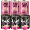 Rafi Cat Adult s morčacím mäsom 3 x 400 g a Wild Farm Pate Chicken 3 x 400 g