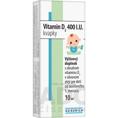 GENERICA Vitamin D3 400 I.U. kvapky 1x10 ml