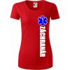 Nápis Záchranár + hviezda - Dámske tričko z organickej bavlny Origin (GOTS) - 2XL ( Červená )