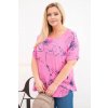 Fashionweek Dámska blúzka Plus Size bavlnená kvetinová voľný strih K8105 Farba: Ružová, Veľkosť: Universal