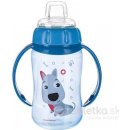 Detská fľaša a učiaci hrnček Canpol Babies treningovy hrncek s makkym naustkom 320ml Cute Animals modrá