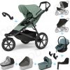 Set 10v1 Thule Urban Glide 3 Mist green s magnetickou sponou + madlo + vanička Mid blue + pláštenky a moskytiéry Thule + Autosedačka Thule Maple Mid blue s ISOFIX základňou Thule Alfi a adaptérmi
