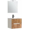 Kúpeľňový nábytok Trent 60 cm keramické umývadlo (2 zásuvky) so zrkadlom 60x80 cm bielo-slnečný dub