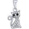 Silvego Strieborný prívesok mačka Bessie s čírym zirkónom Brilliance MW01038P