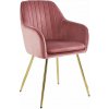 Tempo Kondela Dizajnové kreslo ružová Velvet látka/gold chróm-zlatý, ADLAM NEW