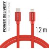 Swissten 71525206 Datový, Textile USB-C / Lightning, 1,2m, červený