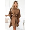 287-39 SOFIA Butterfly dress with a tie waist - cappuccino hnedá S NUMOCO 5903938296055