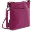 Fialovoružová dámska kožená zipsová crossbody kabelka Jenny
