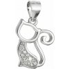 Strieborný prívesok mačka so zirkónmi 14037.1 crystal