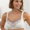 Podprsenka Caminata pre ženy po operácii prsníka s vyšívaným tylom, bez kostíc slonová kosť 110 Blancheporte