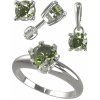 A-B Set of silver jewelry, ring, earrings and pendant with round Czech Moldavite, Vltavin 20000044