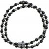 Glosery Wrap náramok, zirkónový krížik, korálky z chirurgickej ocele a lesklý čierny achát 4mm Farba prvkov: čierna, Obvod zápästia: L 18 cm