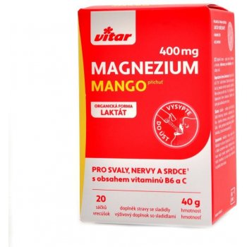 Vitar Magnézium 400 mg + vitamín B6 + vitamín C 20 x 40 g mango od 4,89 € -  Heureka.sk