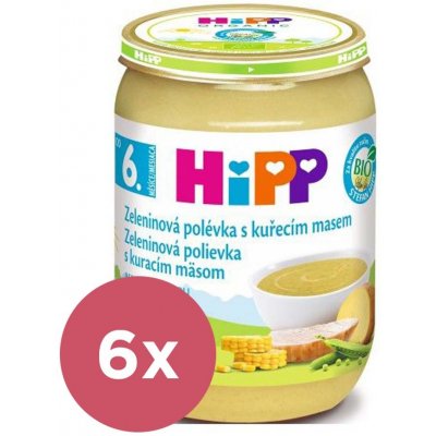 6x HIPP BIO zeleninová polievka s kuracím mäsom (190 g) – mäsovo-zeleninový príkrm