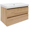 Kúpeľňová skrinka 2 zásuvky s umývadlom SAT B-Way 99x50x45 cm dub matný BWAY2100OAKU1BI
