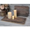 Chic Antique Drevená dekorácia podnosu tácky v prírodnom farebnom prevedení vo vintage štýle s dvomi úchopmi 59x30x2 cm