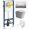 Mereo WC set - Smart flush rimless WC hranaté, modul pre sadrokartón, chróm hranaté tlačidlo matné MM02NSETRT321