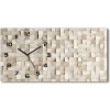 Vodorovné Sklenené hodiny na stenu Drevené kocky 60x30 cm