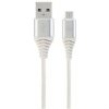 GEMBIRD Kabel USB 2.0 AM na MicroUSB (AM/BM), 1m, opletený, bílo-stříbrný, blister, PREMIUM QUALITY CC-USB2B-AMmBM-1M-BW2