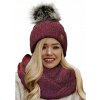Fashionweek Zimní set čiapka a šál, pletený tunel WOOL-INES Farba: Vínové, Veľkosť: Universal