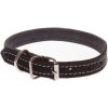 COBBYS PET Obojok z pravej kože čierny so srsťou, prešitý bielou niťou 40cm/15mm