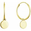 Pozlátené strieborné náušnice kruhy s lesklou placičkou 61058