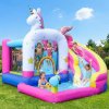 Pepita Jednorožec vodný skákací hrad 370x320x205cm so šmykľavkou - ružovo-modrá Pepita