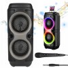 PRENOSNÝ BLUETOOTH REPRODUKTOR BEZDRÔTOVÉ RÁDIO FM RGB KARAOKE S MIKROFÓNOM