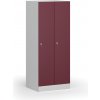 Šatníková skrinka S1 znížená, 2 oddiely, 1500 x 600 x 500 mm, demont, cylindrický zámok, červené dvere