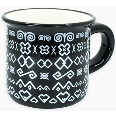 Keramický espresso mini-hrnček Čičmany čierny 60ml Čičmanský vzor Keramika Čierna