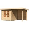 KARIBU HOLZTECHNIK Drevený domček KARIBU BASTRUP 2 + prístavok 200 cm vrátane zadnej steny (9300) natur LG2808