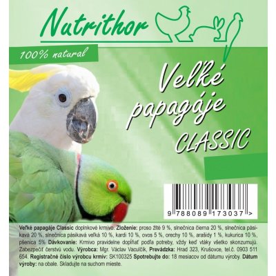 Nutrithor Classic Veľký papagáj 10 kg