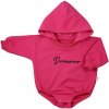 Dojčenské teplákové body baggy s kapucňou Koala Dreamer tmavo ružová