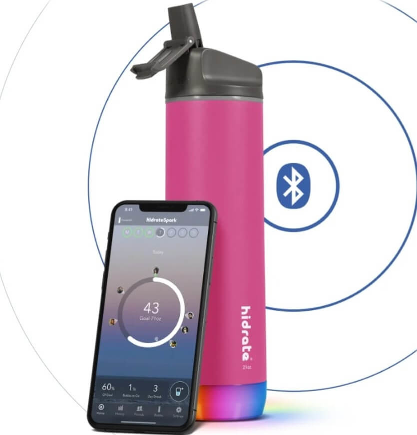 HidrateSpark nerezová chytrá fľaša so slamkou Bluetooth tracker 0,62 l