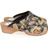 Dámske kožené kvietkované dreváky DREWA1