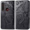 Peňaženkové kožené puzdro na Motorola Moto G8 Plus - Čierna
