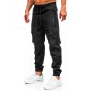 Čierne pánske teplákové jogger nohavice s cargo vreckami Bolf HSS298
