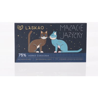 LASKAO MAČACIE JAZÝČKY 75% HORKÁ ČOKOLÁDA 80G NATUR CHOCOLATE