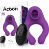 Action Fenda Vibrating Ring with Licking Tongue and Remote Control 3 Motors Purple