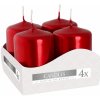AURA Vonné adventné sviečky perleťové Červené 4x55g
