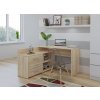 TOPESHOP DANY rohovy pisaci stol s komodou, dub sonoma