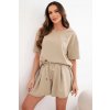 Kesi Dámsky viskózový maslový set s krátkym rukávom, nohavicami a rozšírenými nohavicami v mätovej farbe Farba: Béžová - tmavo, Veľkosť: UNI