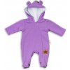 Baby Nellys Dojčenský teplákový overal s kapucňou fialový