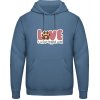 AWDis Hoodie Mikina - Dizajn s témou Pes a Láska - Letecká modrá - 3XL - Pánske