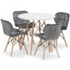Jedálenský stôl TODI biely 80 cm so štyrmi stoličkami LAGO sivé
