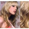 Clip in vlnité vlasy pravé ľudské REMY 53cm - platina/svetlo hnedá