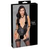 Cottelli Bondage - čipkované body s nákrčníkom (čierne) - XL