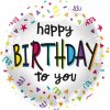 Foliový balonek kulatý Happy Birthday to You konfety 45 cm